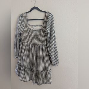 American Eagle Outfitters Checkered Long Sleeve Dress